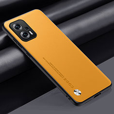 Coque Luxe Cuir Housse Etui S01 pour Xiaomi Redmi Note 11T Pro 5G Jaune