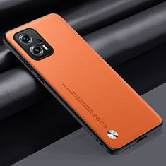 Coque Luxe Cuir Housse Etui S01 pour Xiaomi Redmi Note 12T Pro 5G Orange