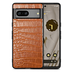 Coque Luxe Cuir Housse Etui S01D pour Google Pixel 7a 5G Marron