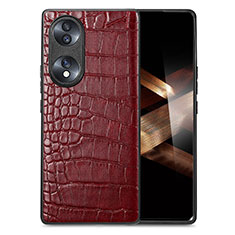 Coque Luxe Cuir Housse Etui S01D pour Huawei Honor X7b Rouge