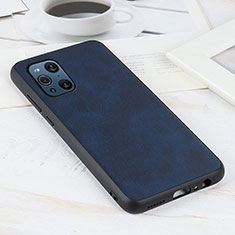 Coque Luxe Cuir Housse Etui S01D pour Oppo Find X3 Pro 5G Bleu