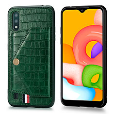 Coque Luxe Cuir Housse Etui S01D pour Samsung Galaxy A01 SM-A015 Vert