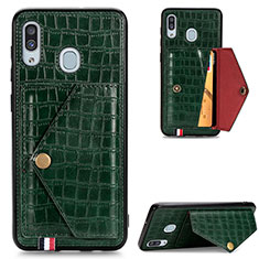 Coque Luxe Cuir Housse Etui S01D pour Samsung Galaxy A20 Vert