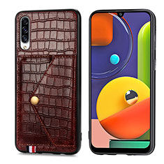 Coque Luxe Cuir Housse Etui S01D pour Samsung Galaxy A50 Marron