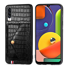 Coque Luxe Cuir Housse Etui S01D pour Samsung Galaxy A50S Noir