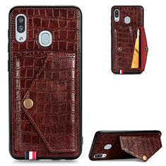 Coque Luxe Cuir Housse Etui S01D pour Samsung Galaxy M10S Marron