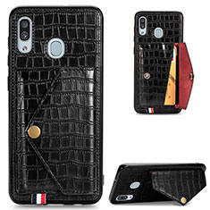 Coque Luxe Cuir Housse Etui S01D pour Samsung Galaxy M10S Noir