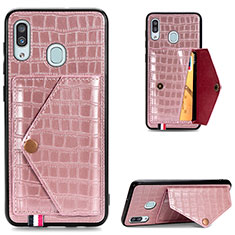 Coque Luxe Cuir Housse Etui S01D pour Samsung Galaxy M10S Or Rose