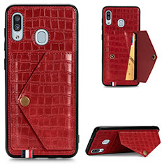 Coque Luxe Cuir Housse Etui S01D pour Samsung Galaxy M10S Rouge