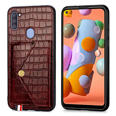 Coque Luxe Cuir Housse Etui S01D pour Samsung Galaxy M11 Marron