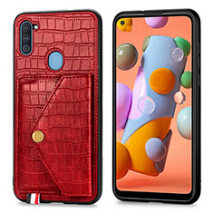 Coque Luxe Cuir Housse Etui S01D pour Samsung Galaxy M11 Rouge