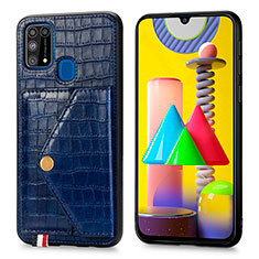 Coque Luxe Cuir Housse Etui S01D pour Samsung Galaxy M31 Bleu