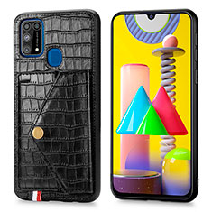 Coque Luxe Cuir Housse Etui S01D pour Samsung Galaxy M31 Noir