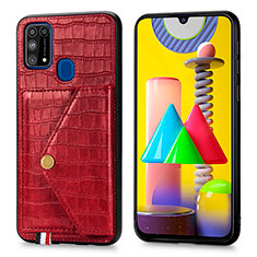 Coque Luxe Cuir Housse Etui S01D pour Samsung Galaxy M31 Rouge