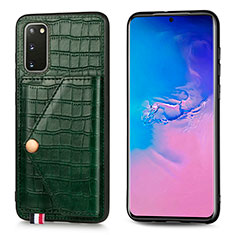 Coque Luxe Cuir Housse Etui S01D pour Samsung Galaxy S20 Vert