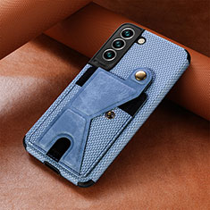 Coque Luxe Cuir Housse Etui S01D pour Samsung Galaxy S22 Plus 5G Bleu