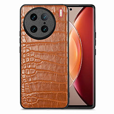 Coque Luxe Cuir Housse Etui S01D pour Vivo X90 Pro 5G Marron