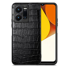 Coque Luxe Cuir Housse Etui S01D pour Vivo Y35 4G Noir