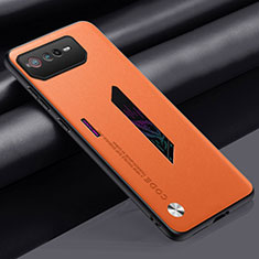 Coque Luxe Cuir Housse Etui S02 pour Asus ROG Phone 6 Orange