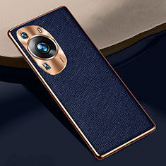 Coque Luxe Cuir Housse Etui S02 pour Huawei P60 Bleu