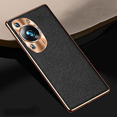 Coque Luxe Cuir Housse Etui S02 pour Huawei P60 Noir