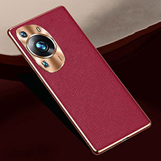 Coque Luxe Cuir Housse Etui S02 pour Huawei P60 Pro Rouge