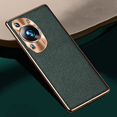 Coque Luxe Cuir Housse Etui S02 pour Huawei P60 Pro Vert