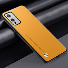 Coque Luxe Cuir Housse Etui S02 pour OnePlus 9 5G Jaune