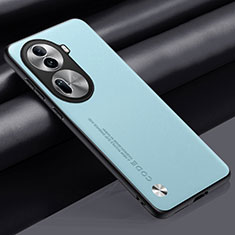 Coque Luxe Cuir Housse Etui S02 pour Oppo Reno11 Pro 5G Bleu Clair