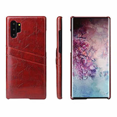 Coque Luxe Cuir Housse Etui S02 pour Samsung Galaxy Note 10 Plus 5G Vin Rouge