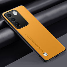 Coque Luxe Cuir Housse Etui S02 pour Vivo V27 5G Jaune