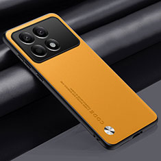 Coque Luxe Cuir Housse Etui S02 pour Xiaomi Redmi K70E 5G Jaune