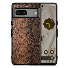 Coque Luxe Cuir Housse Etui S02D pour Google Pixel 7 5G Marron