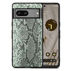 Coque Luxe Cuir Housse Etui S02D pour Google Pixel 7 5G Vert