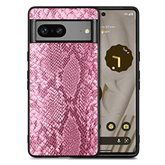 Coque Luxe Cuir Housse Etui S02D pour Google Pixel 7a 5G Rose Rouge