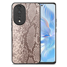 Coque Luxe Cuir Housse Etui S02D pour Huawei Honor 80 5G Brun Clair