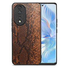 Coque Luxe Cuir Housse Etui S02D pour Huawei Honor 80 5G Marron