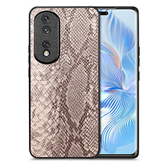 Coque Luxe Cuir Housse Etui S02D pour Huawei Honor 80 Pro 5G Brun Clair