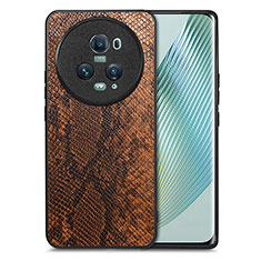 Coque Luxe Cuir Housse Etui S02D pour Huawei Honor Magic5 Pro 5G Marron