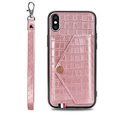 Coque Luxe Cuir Housse Etui S02D pour Samsung Galaxy A11 Or Rose