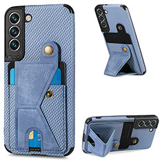 Coque Luxe Cuir Housse Etui S02D pour Samsung Galaxy S21 FE 5G Bleu