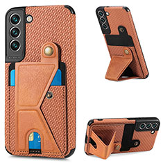 Coque Luxe Cuir Housse Etui S02D pour Samsung Galaxy S21 Plus 5G Marron