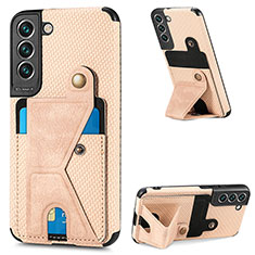 Coque Luxe Cuir Housse Etui S02D pour Samsung Galaxy S21 Plus 5G Or