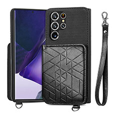 Coque Luxe Cuir Housse Etui S02D pour Samsung Galaxy S21 Ultra 5G Noir