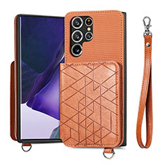 Coque Luxe Cuir Housse Etui S02D pour Samsung Galaxy S22 Ultra 5G Marron