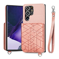 Coque Luxe Cuir Housse Etui S02D pour Samsung Galaxy S23 Ultra 5G Rose