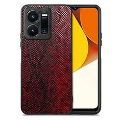 Coque Luxe Cuir Housse Etui S02D pour Vivo Y35 4G Rouge