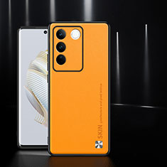 Coque Luxe Cuir Housse Etui S03 pour Vivo V27 Pro 5G Orange