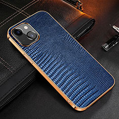 Coque Luxe Cuir Housse Etui S04 pour Apple iPhone 14 Plus Bleu