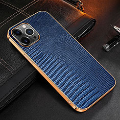 Coque Luxe Cuir Housse Etui S04 pour Apple iPhone 14 Pro Bleu